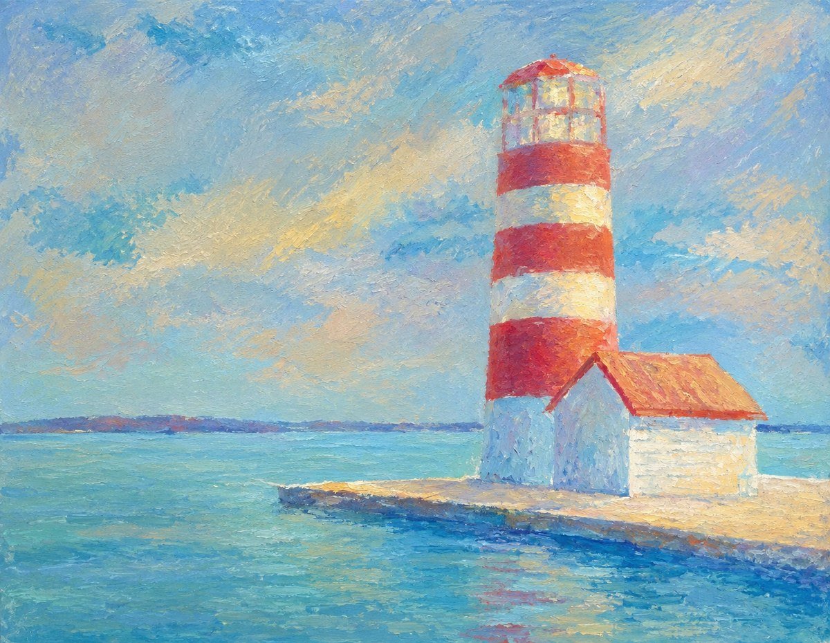 Faro, óleo de Teresa G. Justo